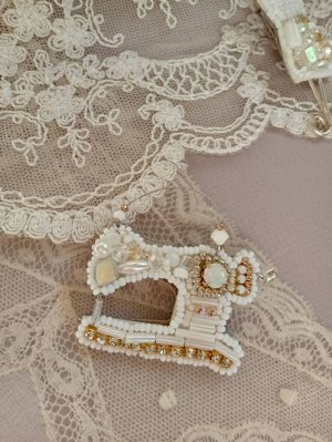 画像1: Vintage beads ソーイングブローチ  ミシン