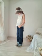 Detaile1: シルク染花のラフィア クロッシェ コサージュ付き