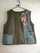 Detaile2: デニムローズパッチワークベスト