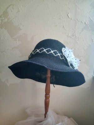 画像1: ブラックドットコサージュのクロッシェ