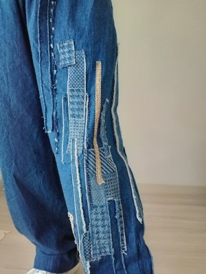 画像1: ブルーデニム パッチワークパンツ