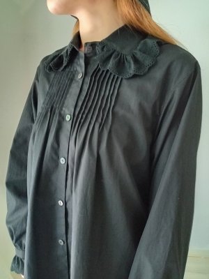 画像1: コットン刺繍レースアンティーク復刻ブラウス 