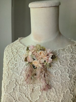 画像1: ※一点物※フランスアンティークレース ギュピーヌレース コサージュ付き