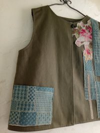 デニムローズパッチワークベスト