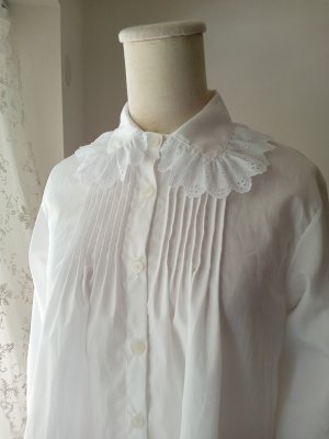 画像1: コットン刺繍レースアンティーク復刻ブラウス 