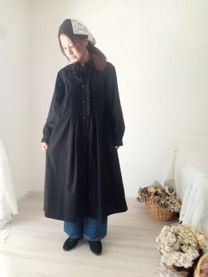 画像1: フレンチヴィンテージライクコットンピンタックワンピース
