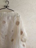Detaile1: リネンガーゼ&メリノウール フェルティングロングベスト 草木染め ベージュ