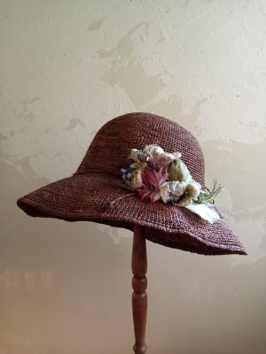 画像1: シルク染花のラフィアハット★限定品