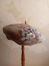イギリスメリノウール草木染もこもこベレー★1点物作品★