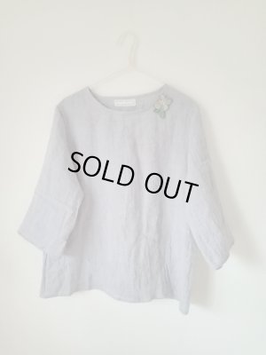 画像10: クローバーの刺繍コサージュリネンブラウス★限定品