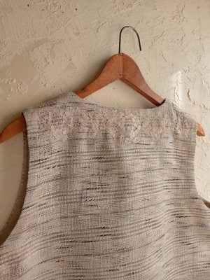 画像11: フランスヴィンテージビーズ刺繍イタリアサマーツイードベスト★限定品