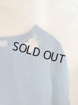 クローバーの刺繍コサージュリネンブラウス★限定品