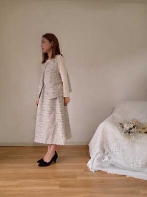 画像4: フランスヴィンテージビーズ刺繍イタリアサマーツイードベスト★限定品