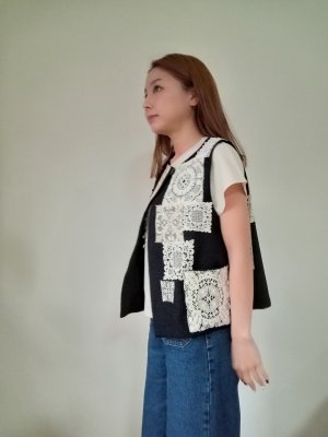 画像6: イギリスクルーニーレースパッチワークベスト★限定品