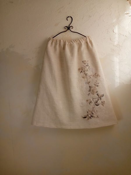画像1: サマーツイードのローズコラージュスカート ★ (1)