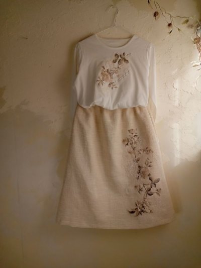 画像2: サマーツイードのローズコラージュスカート ★