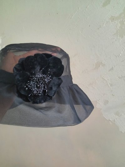 画像2: ※一点物※シルクオーガンジーのクロッシェ(コサージュ付)
