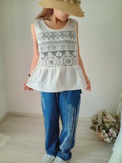 新品　Angelica Leaf 刺繍入りレースチュニック axes femme 刺繍いっぱい レースのチュニック 新品未使用タグ