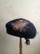画像7: イタリアゴブラン織ローズビーズ刺繍ベレー★1点物★ (7)